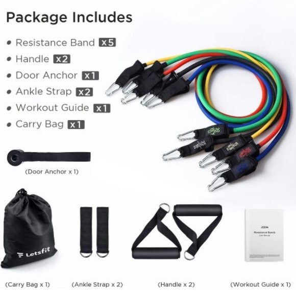 LETSFIT Stackable Resistance Exercise Bands - New - Picture 1 of 8